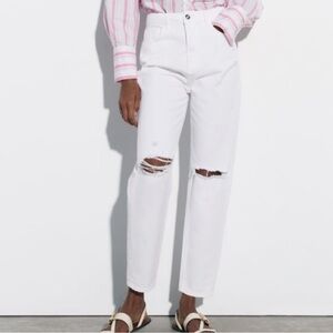 Zara white mom fit jeans